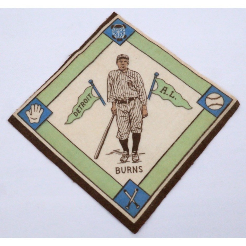 1914 Baseball Players Felt B18 Series Detroit Tigers GEORGE BURNS White / Green